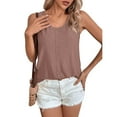 thumbnail image 3 of Summer Savings LADIGASU Women's Solid Color Hollow Button Round Neck Fashionable Casual Tank Top, 3 of 7