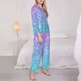 thumbnail image 3 of Balery Multicolor Glitter Conjunto de Pijama con Estampado para Mujer, Conjunto de Dos Piezas con Manga Larga, Ropa de Dormir Suave con Bolsillos, Pijamas Cómodos-Medium, 3 of 7