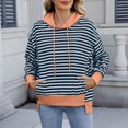 thumbnail image 2 of Fashion Hoodies for Women Pullover Plus Size Solid Color Long Sleeve Hooded Striped Pullover Casual, 2 of 8
