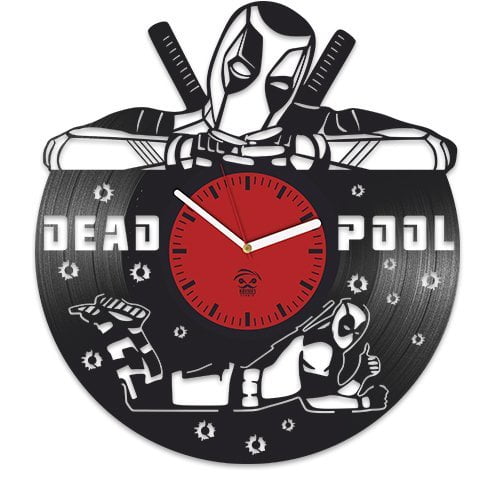 Deadpool Vinyl Clock, Wade Ryan Reynolds, Film Vinyl Record Clock, Best Gift for Him, Kovides Vinyl Wall Clock, Home Decor, Comics Movie, Silent Mechanism, Wall Art Decor