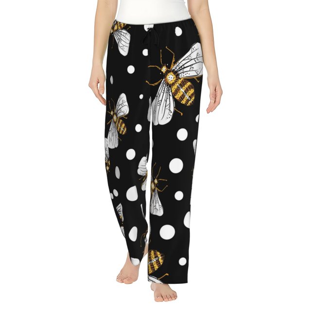 Balery Honey Bees at Night Pantalones de pijama para mujer, pijamas ultraligeros, pantalones de estar por casa-3X-Large