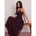 thumbnail image 5 of Burgundy Polka Dot Sleeveless Cinched Waist Maxi Dress With Choker Detail For Women, 5 of 8