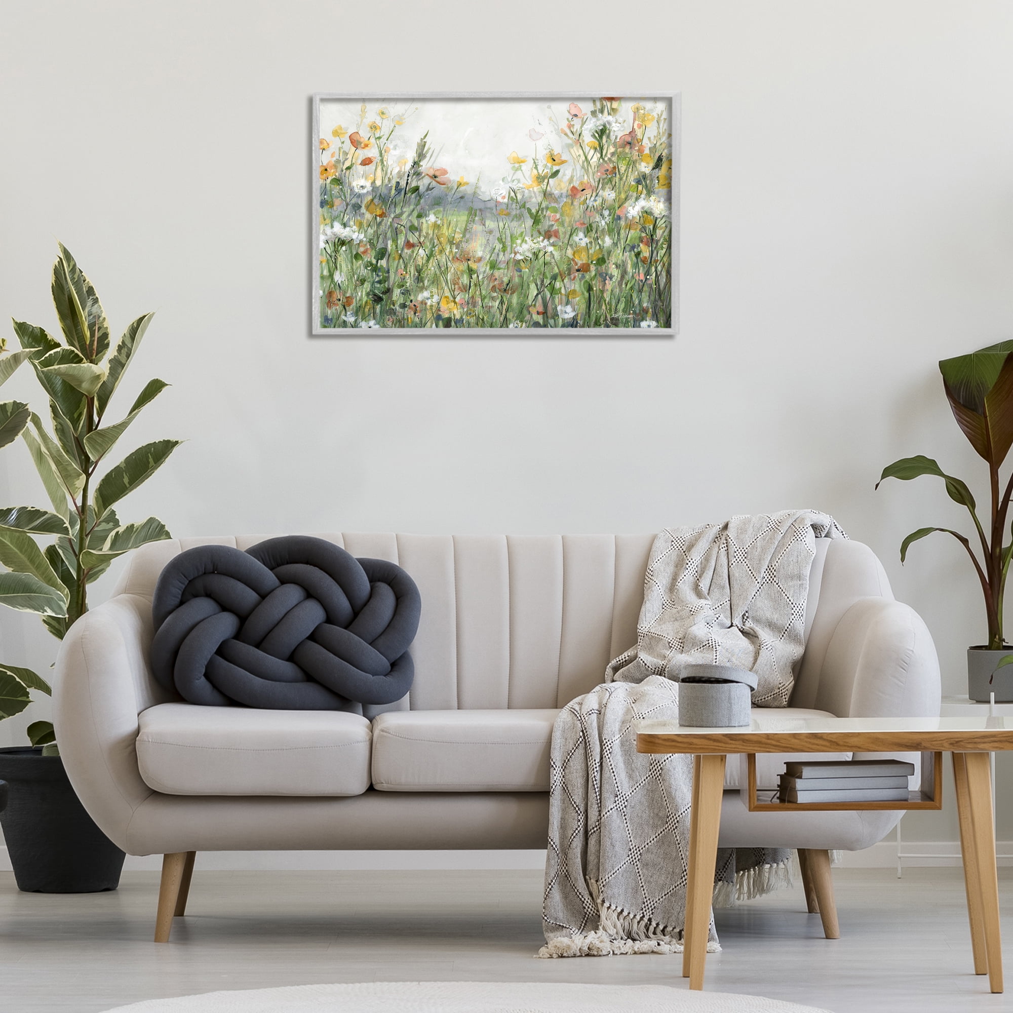 Stupell Industries Quiet Natural Meadow Landscape Painting Gray Framed Art Print Wall Art, 30 x 20