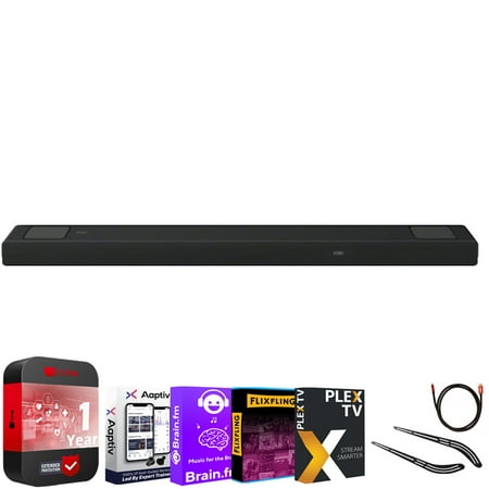 Sony HT-A5000 450W 5.1.2ch Dolby Atmos Soundbar Bundle with Universal Soundbar Bracket Mount + HDMI Cable + Entertainment Essentials Bundle + 1 Year Protection Pack