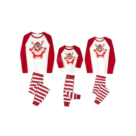 

AMILIEe Family Matching Christmas Pajamas Set Deer Sleepwear Xmas PJS Set for Couples and Kids