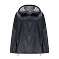 thumbnail image 5 of Packable Rain Jackets Waterproof Womens Rain Coats with Hood Lightweight Windbreaker Long Jacket Trench Raincoat Navy M, 5 of 9