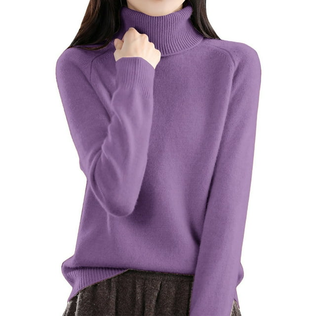 Chandails d'Automne et d'Hiver Grande Taille pour Femmes, Chandails à Col Roulé pour Femmes 2025, Coupe Ample, Manches Longues, Doux, Chandail Décontracté