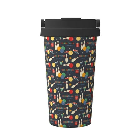 

KLL Christmas Holiday Bowling Pattern Stainless Steel Vacuum Insulated Tumbler - Carry Insulated Coffee Mug - Reusable Insulated Cold Brew Iced Coffee Cup Thermos