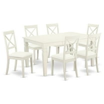 Pemberly Row 7-piece Wood Dining Set with Leather Chairs in White