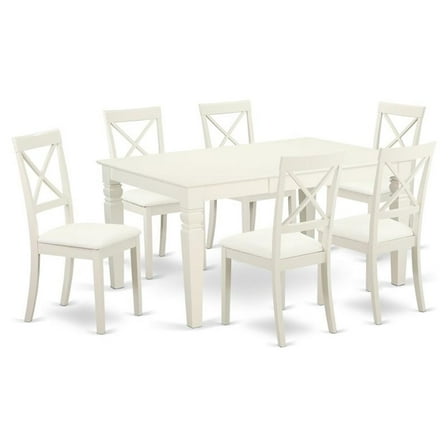 Pemberly Row 7-piece Wood Dining Set with Leather Chairs in White