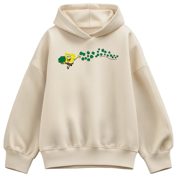 Spongebob Squarepants - Spongebob Shamrocks  - Ladies Oversized Fleece Hoodie Sweatshirt