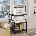thumbnail image 3 of Large Printer Stand with Storage Shelf, Mobile Printer Cart with Wheels, 3 Tier Table for Home Office, Stands for Heat Press Scanner Fax, Brown, 3 of 8