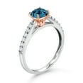 thumbnail image 3 of Gem Stone King 0.84 Ct London Blue Topaz G/H Lab Grown Diamond 10K White Gold Engagement Ring with Rose Gold Prongs (Size 8), 3 of 4