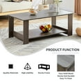 thumbnail image 5 of Triple Tree Modern Grey Textured Coffee Tables, 2-Layered Tea Tables Sofa Side Table with Open Storage Shelf for Living Room, 43.3"L×21.6"W×16.5"H, 5 of 9