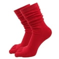 thumbnail image 2 of rygai 1 Pair High Socks Ultra Soft Breathable Non-slip High Elasticity Keep Warm Solid Long Tube Five Fingers Toe Socks Women Clothing,Red, 2 of 8