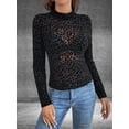 thumbnail image 6 of Women'S Leopard Print Top Long Sleeve Fitted Tee Going Out Cheetah Top Shirt, 6 of 9