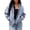 Light Blue, variant on Women's Denim Bomber Jacket Hooded Vintage Washed Zip Up Long Sleeve Jean Coat with Elastic Hem Casual Loose Outerwear with Pockets L