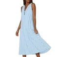 thumbnail image 5 of Snorda Women's Striped Dress Summer Round Neck Sleeveless Striped Solid Color Casual Dress Flowy Sundress Ideal for Daily Wear Beach Vacation & Party, 5 of 7