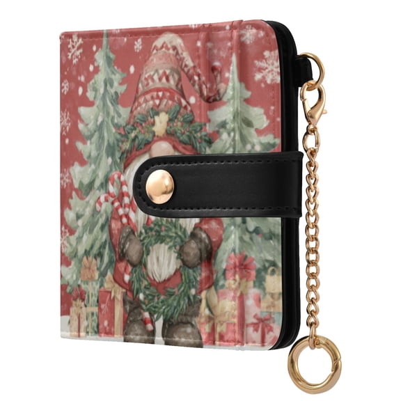 Qxltty Adorable Christmas Gnome Ladies Wallet Rfid Slim Thin Compact Credit Card Women Wallet Zipper Coin Pocket and ID Window for Female Gifts