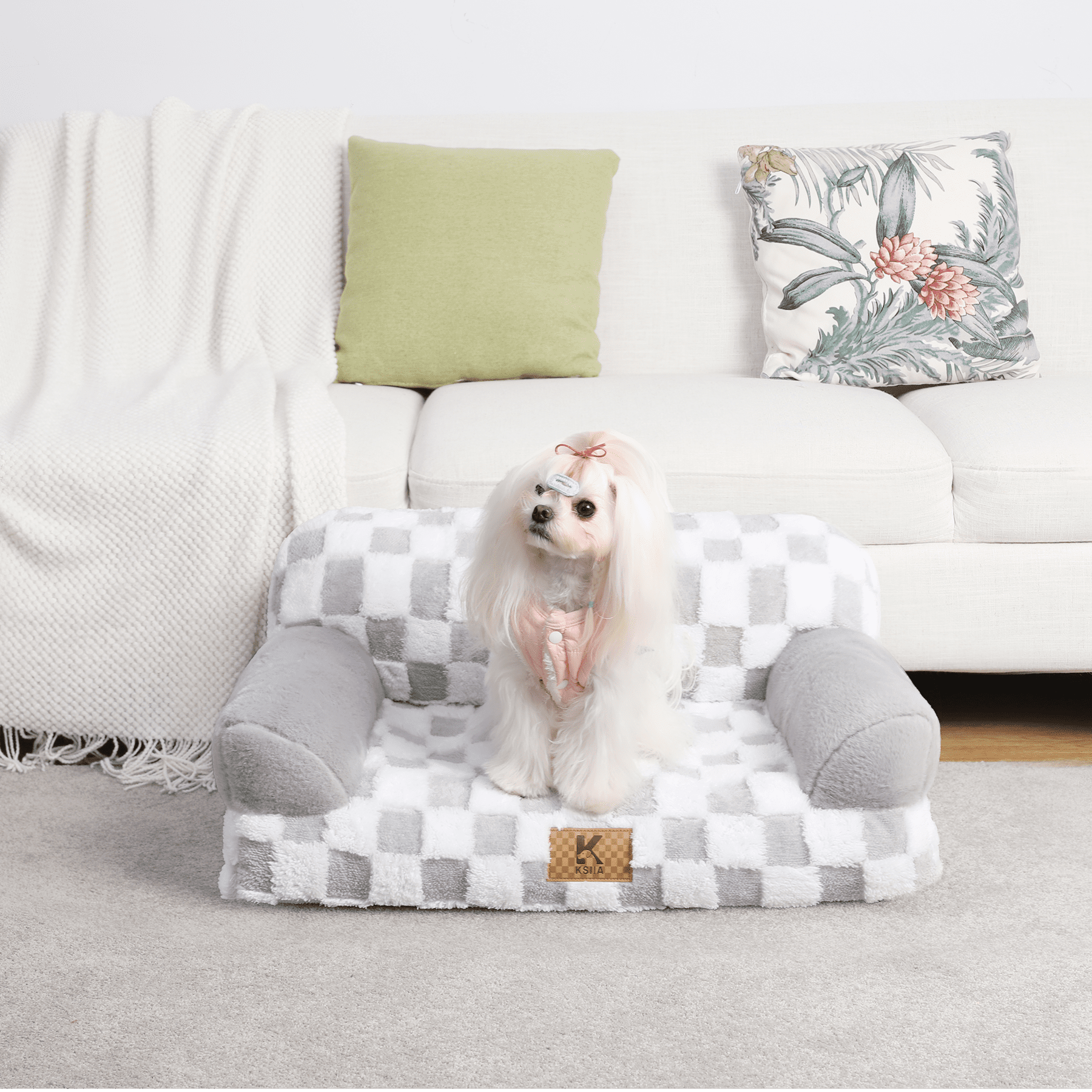 KSIIA 41in Pet Bed for Large Dog&Cat with Removable Washable Cover