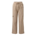 thumbnail image 4 of EDFBUYKRS Wide Leg Sweatpants Women Tall 34 Inseam Women's Casual Pants High Waisted Straight Leg Trousers with Drawstring Pockets Comfortable Stretchy for Daily Wear Gym Outdoor Riding M, 4 of 8