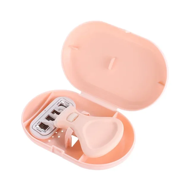 Manual Women's Razor with 6-Layer Blades for Smooth Shaving of Underarms, Legs & Intimate Areas - Includes Portable Small Shell-Shaped Storage Case, Yellow Color, Domestic Brand Quality, Ideal for
