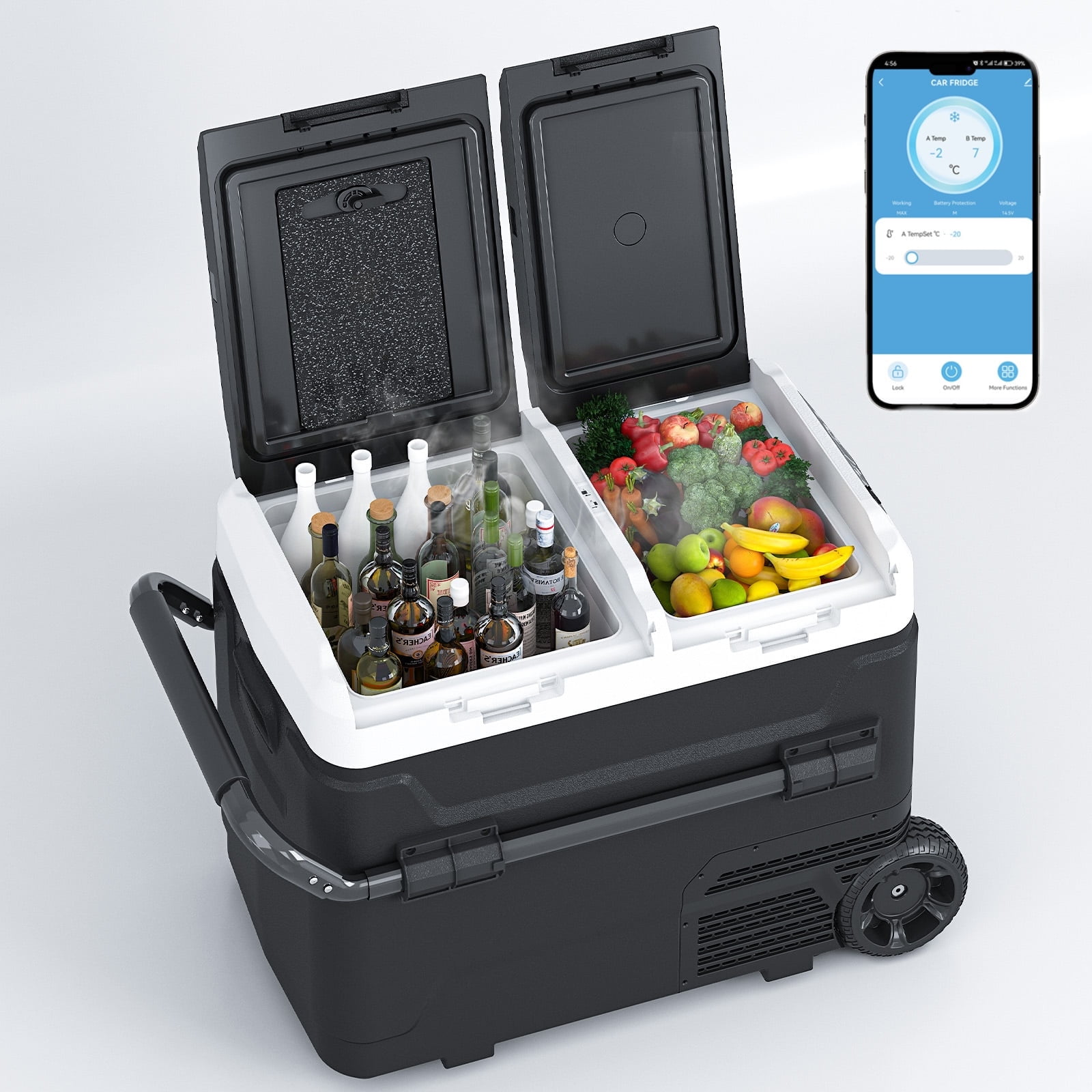 Simzlife Portable Car Fridge, 12/24V DC & 120～240V AC, 4.9 in W
