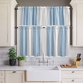 thumbnail image 4 of 3 Piece Kitchen Curtains and Valances Set Blue Gray Stripes Cafe Curtains 24 Inch Length Contemporary Minimalist Abstract Lines Valance & Tier Curtain for Living Room Bedroom Window 54"x18"+27"x24"*2, 4 of 6