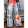 thumbnail image 5 of Women'S Summer High Waist Floral Print Loosse Wide Leg Pants with Pockets Grandma Gray S, 5 of 6