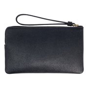 Coach Women's Large Corner Zip Wristlet in Crossgrain Leather (Black)