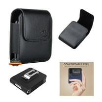 For Samsung Galaxy Z Flip 5 Universal PU Leather Vertical Phone Pouch Holder Carrying Case [Magnetic Closure] With Belt Clip Holster Hybrid - Black