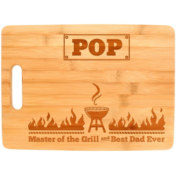 ThisWear Father Son Gifts Pop Master of the Grill and Best Dad Ever Grill Gifts for Men Dad Gifts Pop Gifts for Grandpa Grilling Gifts Big Rectangle Bamboo Cutting Board