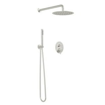 ANGELES HOME 10 Inch Rainfall Round Shower System, 2-Setting Rain Shower Head and Handle Set, Wall Mounted Shower Complete Combo Pressure Balancing Shower Valve, Brushed Nickel