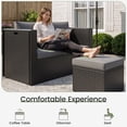 thumbnail image 3 of TECHMILLY 6-Piece Space-Saving Patio Furniture Set, All Weather Black Wicker Rattan Sectional Sofa with 2 Ottomans, Outdoor Conversation Set for Garden, Backyard, Gray Cushions, 3 of 9
