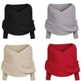 thumbnail image 4 of WonderWiz Fashion Elegant Women Knitted Sweater Tops Scarf with Sleeve Wrap Winter Warm Shawl Scarves Black One Size, 4 of 5