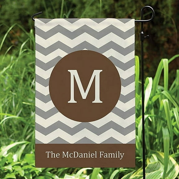 Personalized Chevron Family Name Garden Flag, Brown