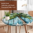 thumbnail image 5 of Tropical Plant Round Fitted Table Cover Blue Wood Grain Starfish Vintage Nautical Waterproof Table Cloth with Elastic Edge Wipeable Tablecloth for Picnic Camping Party Fits 36"-44" Diameter, 5 of 8