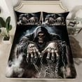 thumbnail image 2 of Manfei Death Skull Skeleton Queen Sheet Sets, Devil Angel Wings Flat Sheet, Halloween Game Queen Fitted Sheet, Ultra Soft Home Decor 4 Pieces, 2 of 7