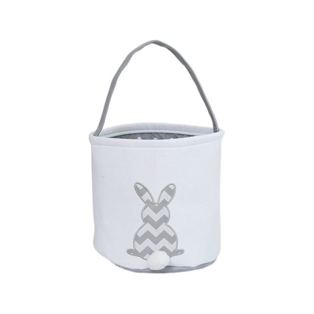 Billuyoard Bolsa de conejito Canasta de Pascua Conveniencia Cubos de vacaciones Suministros para niños Patrones surtidos decorativos Bolsas con Almacenamiento y organización del hogar Raya Gris