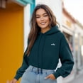 thumbnail image 3 of Dalix Salty Embroidery Fleece Hoodie Cropped Long Sleeve Drawstring Fall Spring Womens in Atlantic Green XL X-Large, 3 of 5