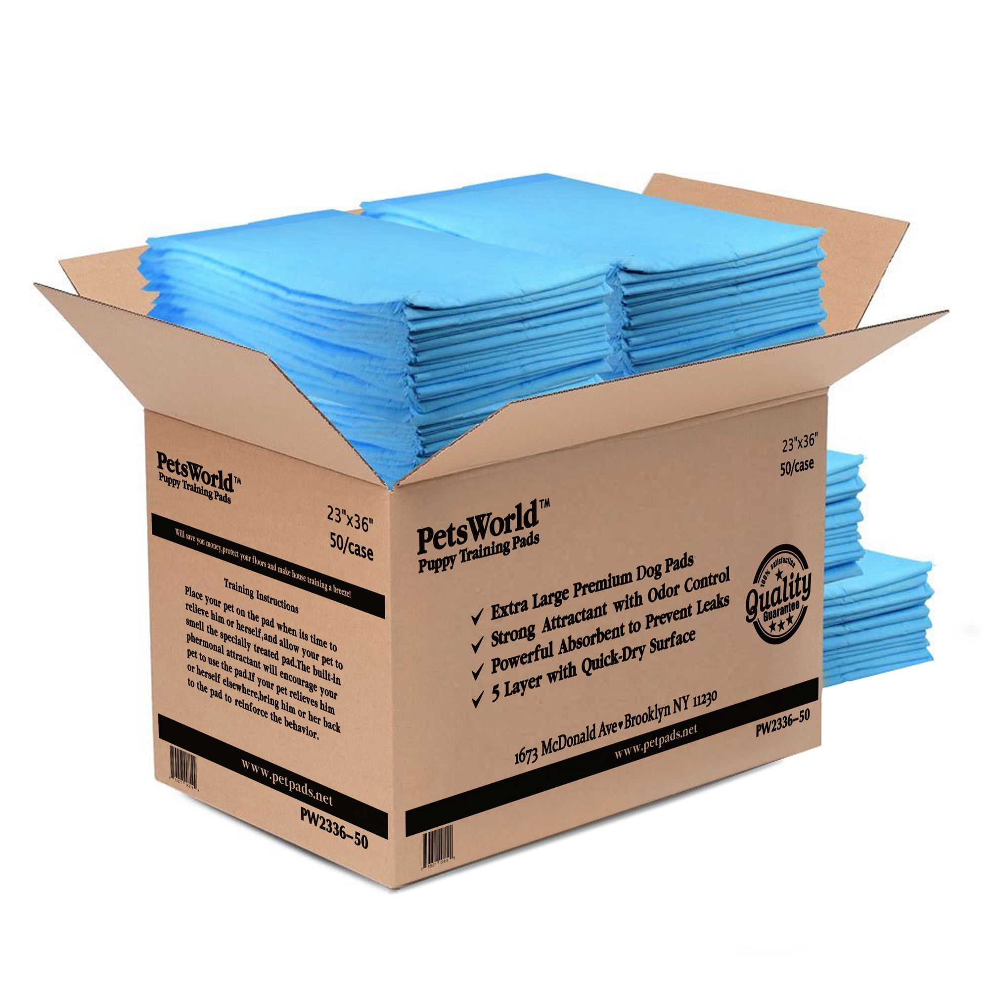 PetsWorld 23x36 Extremely Strong Puppy Training Pads 50 Count
