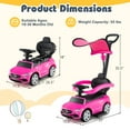 thumbnail image 3 of Costway 3-in-1 Ride on Push Car with Adjustable Canopy & Steering Push Bar Pink, 3 of 10