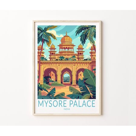 POSTER Mysore Palace Travel Print, Mysore Palace India Poster Print, India City Wall Art, Travel Poster, Personalised Gifts, Wedding Present-UNFRAMED