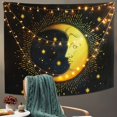 thumbnail image 3 of Tapiz psicodélico popular azul negro media luna estrella colgante de pared mitología egipcia retro bohemio mandala tapiz dormitorio sala de estar dormitorio artista decoración del hogar, 95 x 73 brillar Electrónica, 3 of 5