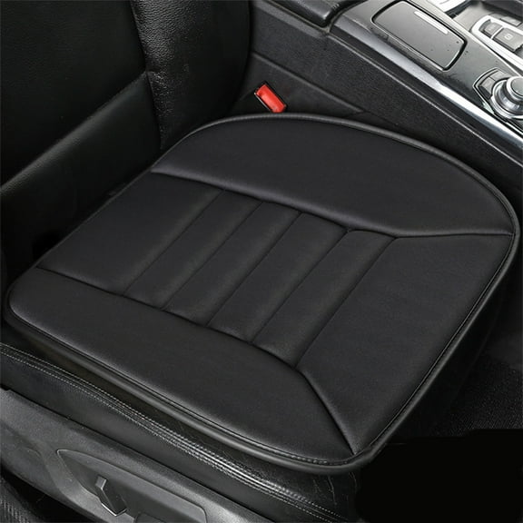 Memory Foam Car Seat Cushion - Non-Slip Gel Base & Breathable Mesh Cover - Universal Fit (19x18x1in) Black