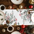 thumbnail image 3 of Burlap Table Runner 90 Inches Long,Watercolor Botanical Branch Leaves Red Berry Non-Slip Kitchen Table Runners for Dining Room Everyday Use Party Table Decorations Green Plant on White, 3 of 9