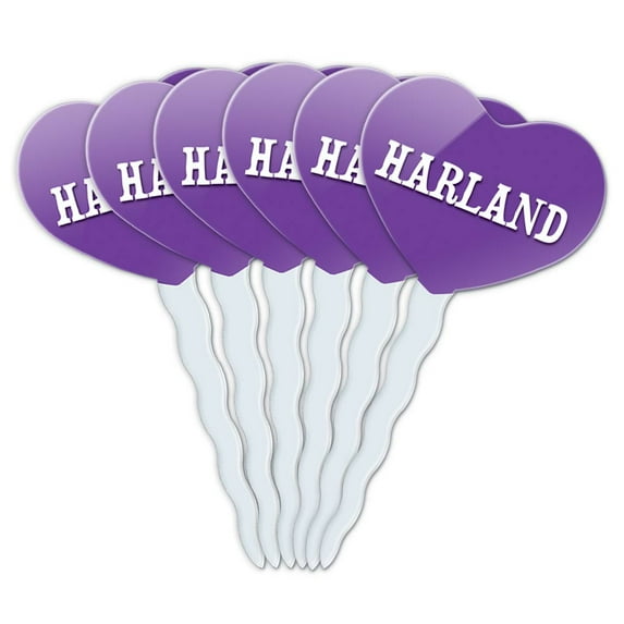 Harland Heart Love Cupcake Picks Toppers - Set of 6