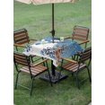 thumbnail image 3 of Outdoor Tablecloth with Umbrella Hole and Zipper, Blue Snowman Christmas Square Table Cloth 54x54 Inch Waterproof Tablecloth, Xmas Tree Ball Snowflake Winter Elk Picnic Table Cover for Patio Camping, 3 of 7