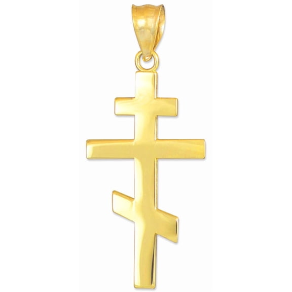 Gold Eastern Orthodox Cross Pendant Necklace (10K Yellow Gold, Pendant Only)