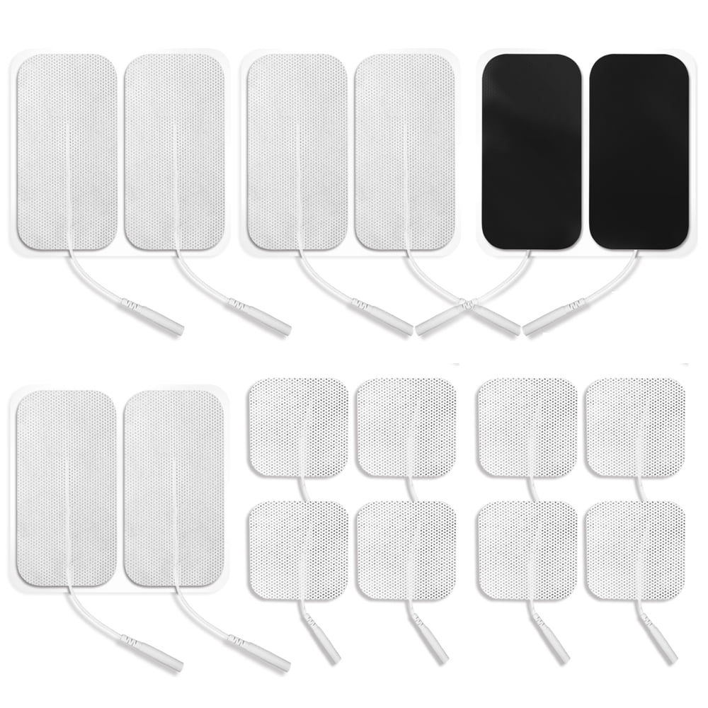 Easy@Home Tens Unit Self Stick Carbon Electrode Pads, Non Irritating Design 8 Pcs 2' x 4' Reusable Pads + 8 Pcs 2' x 2' Reusable Pads